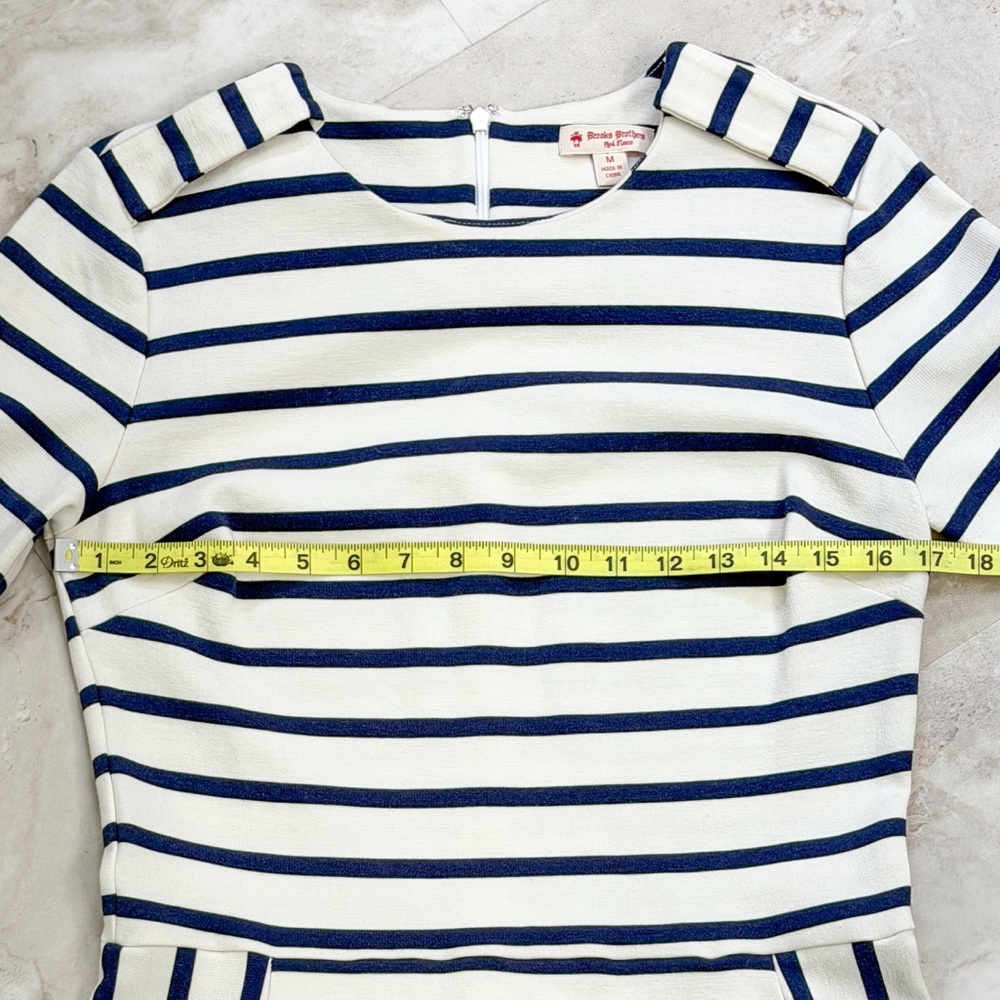Brooks Brothers Red Fleece Navy White Striped Dress Women’s Medium Knit Preppy - Picture 4 of 7